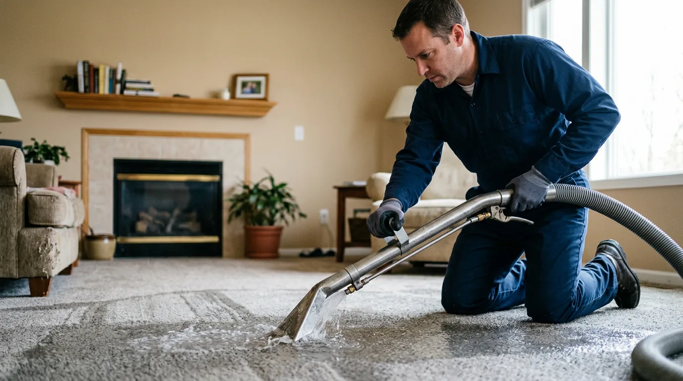 Water damage restoration technician working near Oconto Falls, WI